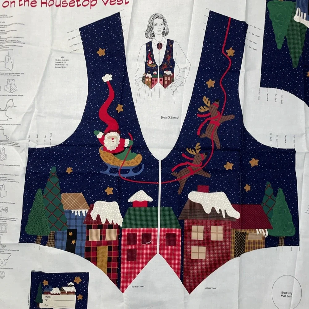 VTG Dream Spinners V.I.P Up‎ on the Housetop Vest Panel - Christmas - UNCUT